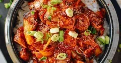 10-Minute Korean Pork Belly Kimchi Rice Bowls