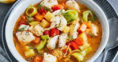 Hearty White Fish and Vegetable Soup with Fresh Dill