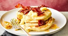 Savory Brie-Stuffed Pancakes with Crispy Bacon