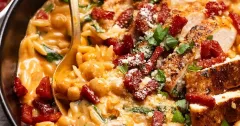 One-Pot Chicken Orzo with Crispy Salami