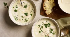Creamy Chicken Soup with Leeks and White Wine