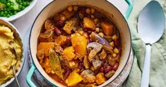 Hearty Vegan Butternut Squash Stew with Root Vegetable Mash