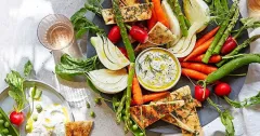 Summer Vegetable Platter with Crispy Pita and Dill Mustard Dip