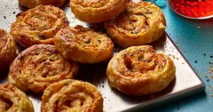 Cheesy Kimchi and Spring Onion Puff Pastry Pinwheels