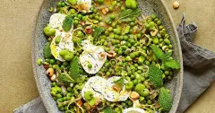 Lemony Broad Bean, Pea and Goat Cheese Salad