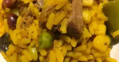 Leftover Steak and Yellow Rice Skillet