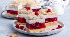 Raspberry Meringue Layer Cake with Mascarpone Cream
