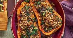 Stuffed Roasted Butternut Squash with Festive Filling