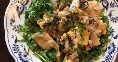 Homemade Bowtie Pasta with Crispy Squid and Lemon Sauce