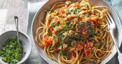 Sardine Tomato Spaghetti with Lemon Gremolata
