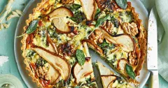 Pear, Walnut, and Blue Cheese Tart with Swiss Chard