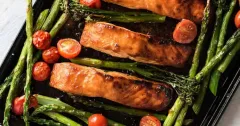 Brown Sugar Broiled Salmon with Roasted Vegetables