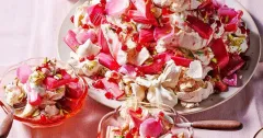 Roasted Rhubarb and Rose Eton Mess