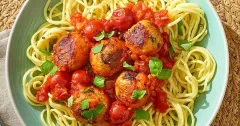 Basil Lemon Chicken Meatballs with Tomato Sauce