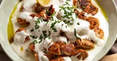Lebanese Lemon Garlic Chicken with Yogurt Sauce