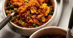 Vietnamese Red Fried Rice with Ham and Egg