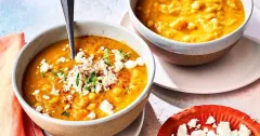 Smoky Carrot and Red Lentil Soup with Feta