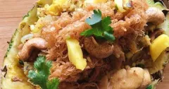 Thai Pineapple Fried Rice in a Crispy Pineapple Bowl