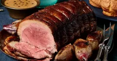 Porcini Butter Roast Beef with Pickled Peppercorn Sauce