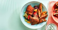 Cajun Chicken Traybake with Sweet Potato Wedges
