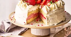 Homemade Strawberry Ice Cream Cake with Fresh Berries