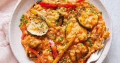 Roasted Vegetable and Cheddar Tomato Risotto