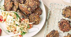Quinoa and Black Bean Veggie Nuggets with Fresh Summer Slaw