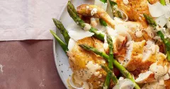 Crispy Roast Chicken with Asparagus Caesar
