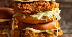 Crispy Buttermilk Fried Chicken Burger with Garlic Mayo