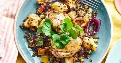 Coriander Roast Chicken Thighs with Puy Lentil Salad