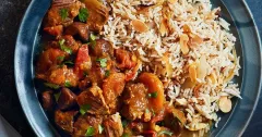 Azerbaijani Lamb Stew with Apricots and Chestnuts
