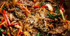 Japchae (Korean Glass Noodles with Beef)