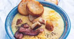 Hearty Potato Soup with Crispy Croutons