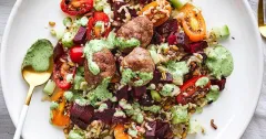 Lamb Meatballs with Green Tahini Tabbouleh