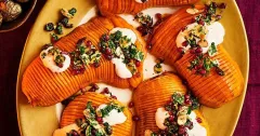 Hasselback Butternut Squash with Tahini Yogurt