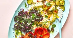 Roasted Veggie Platter with Butter Bean Tahini Cream