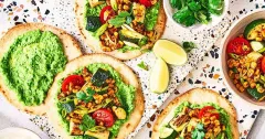 Crispy Summer Vegetable Tostadas with Pea Guacamole