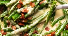 Creamy Parmesan Green Beans with Bacon