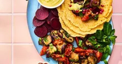 Moroccan-Style Roasted Vegetable Platter with Broad Bean Dip