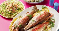 Roast Lemon Dill Rainbow Trout with Pickled Potato Salad