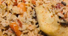 Baked Chicken Thighs with Rice and Baby Carrots