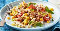 Healthy Tuna Pasta with Sweetcorn, Tomato and Basil
