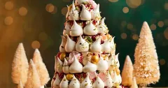 Festive Meringue Christmas Tree with Winter Berry Compote