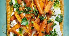 Roasted Carrot and Whipped Feta Puff Pastry Tart