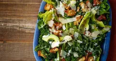 Kale Caesar Salad with Sourdough Croutons