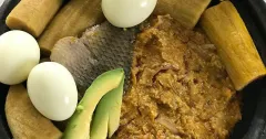 Ghanaian Garden Egg Stew with Boiled Green Plantain