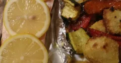 Garlic Roasted Vegetables with Baked Salmon