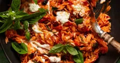 Creamy Goat Cheese and Roasted Red Pepper Orzo