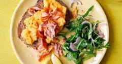 Smoked Trout Scramble with Arugula Salad