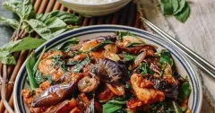 Thai Basil Chicken with Japanese Eggplant